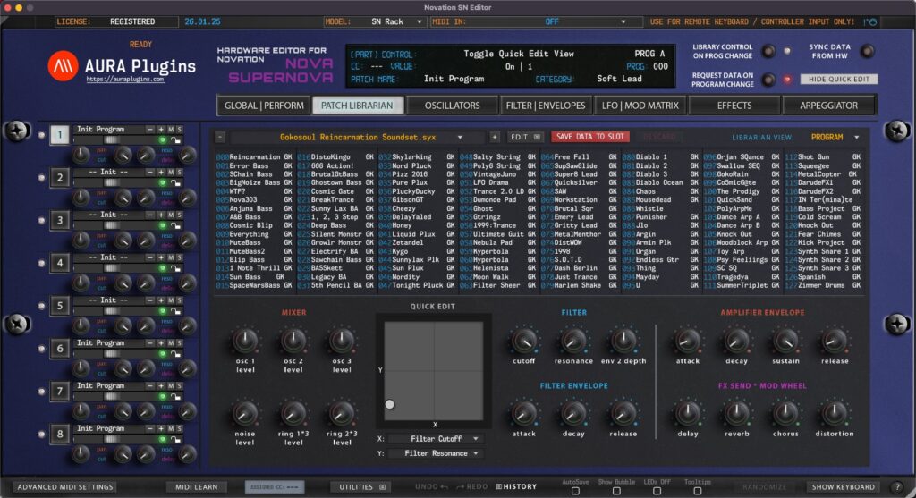 novation sn editor librarian easy edit