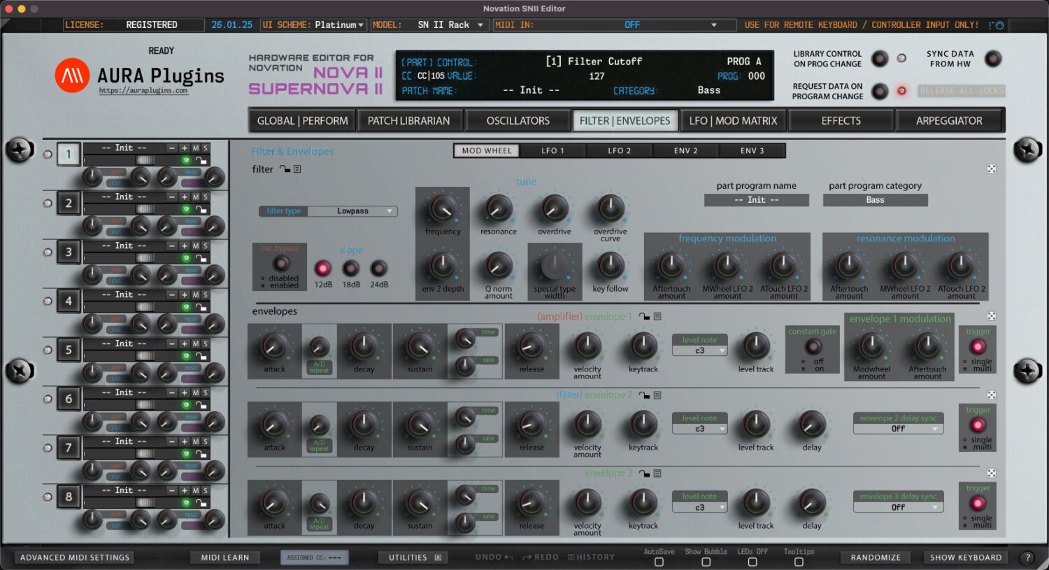 novation-sn-ii-editor-platinum-filters-env novation sn ii editor filter & envelopes