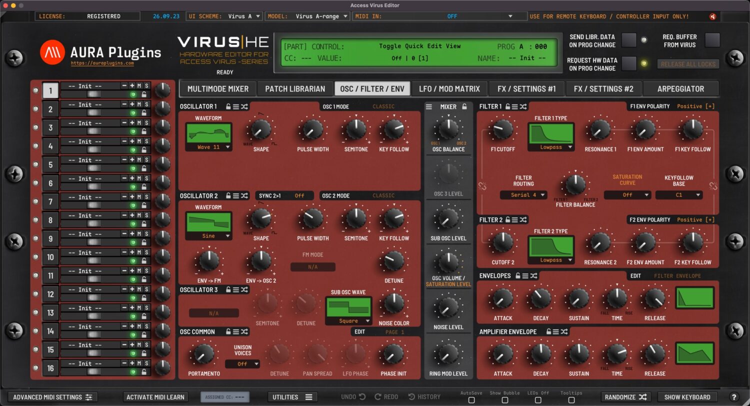 access virus a oscillators