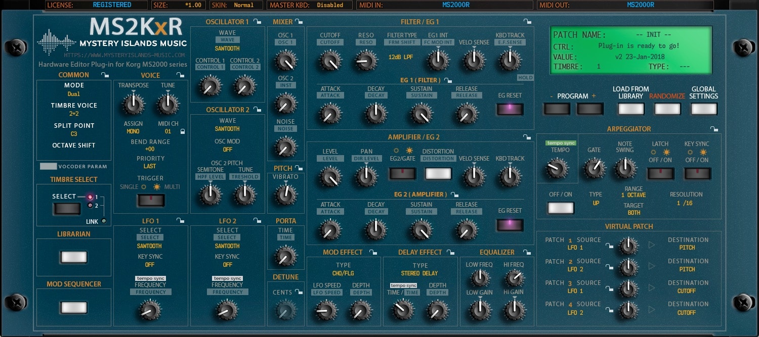 Korg MS2000 Editor and Librarian - AURA Plugins