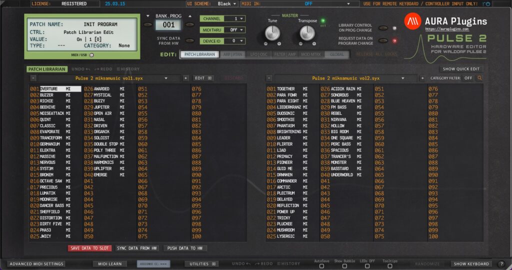 Waldorf Pulse 2 Patch Librarian