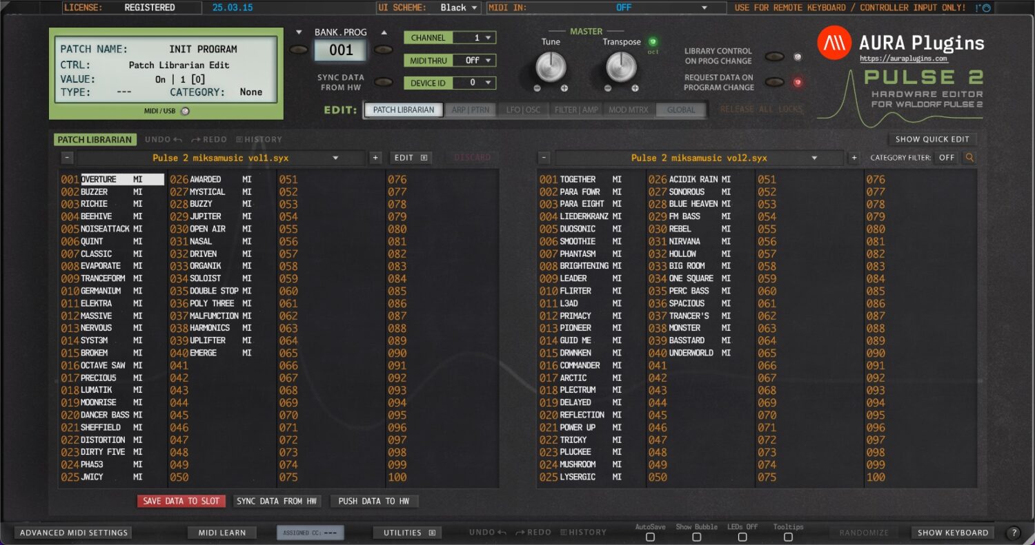 Waldorf Pulse 2 Patch Librarian