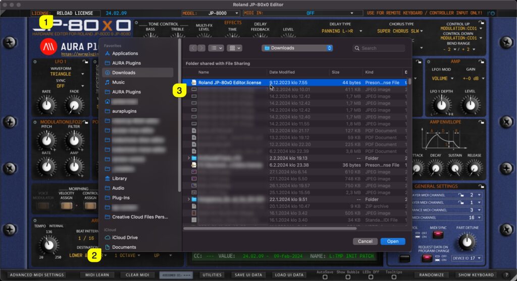 JP-80x0 Editor User Manual - Register method #1