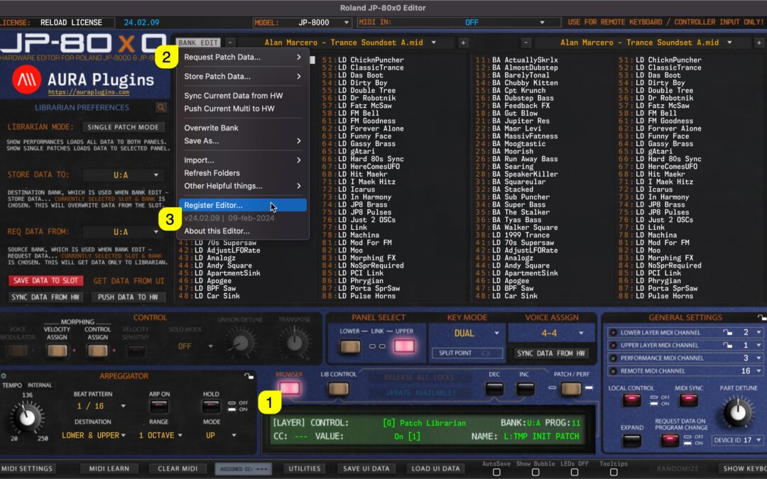 Roland JP-80×0 Editor – How To Register our Editor