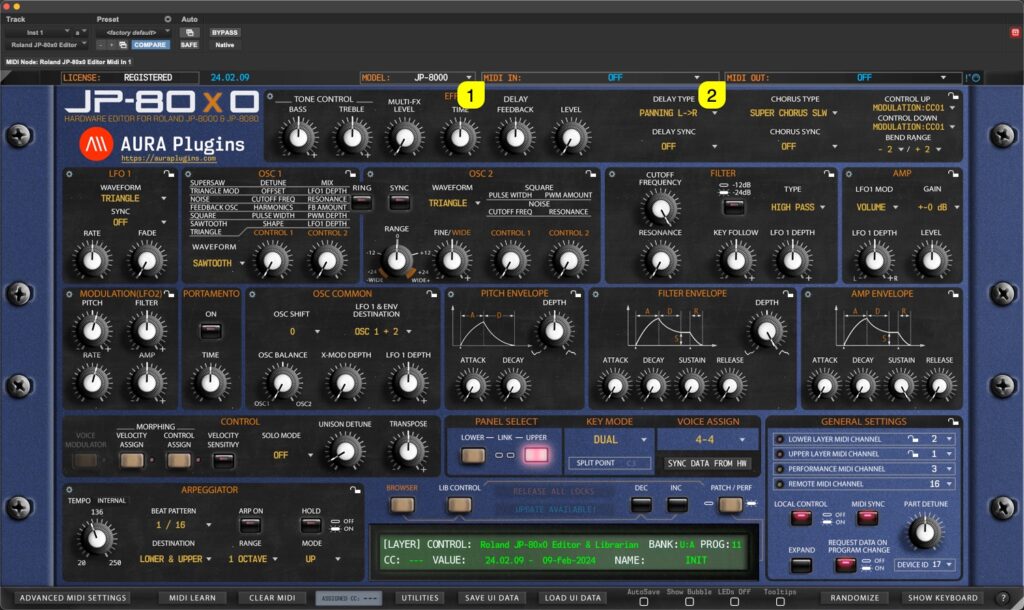JP-80×0 Editor User Manual – Plug-in MIDI Ports