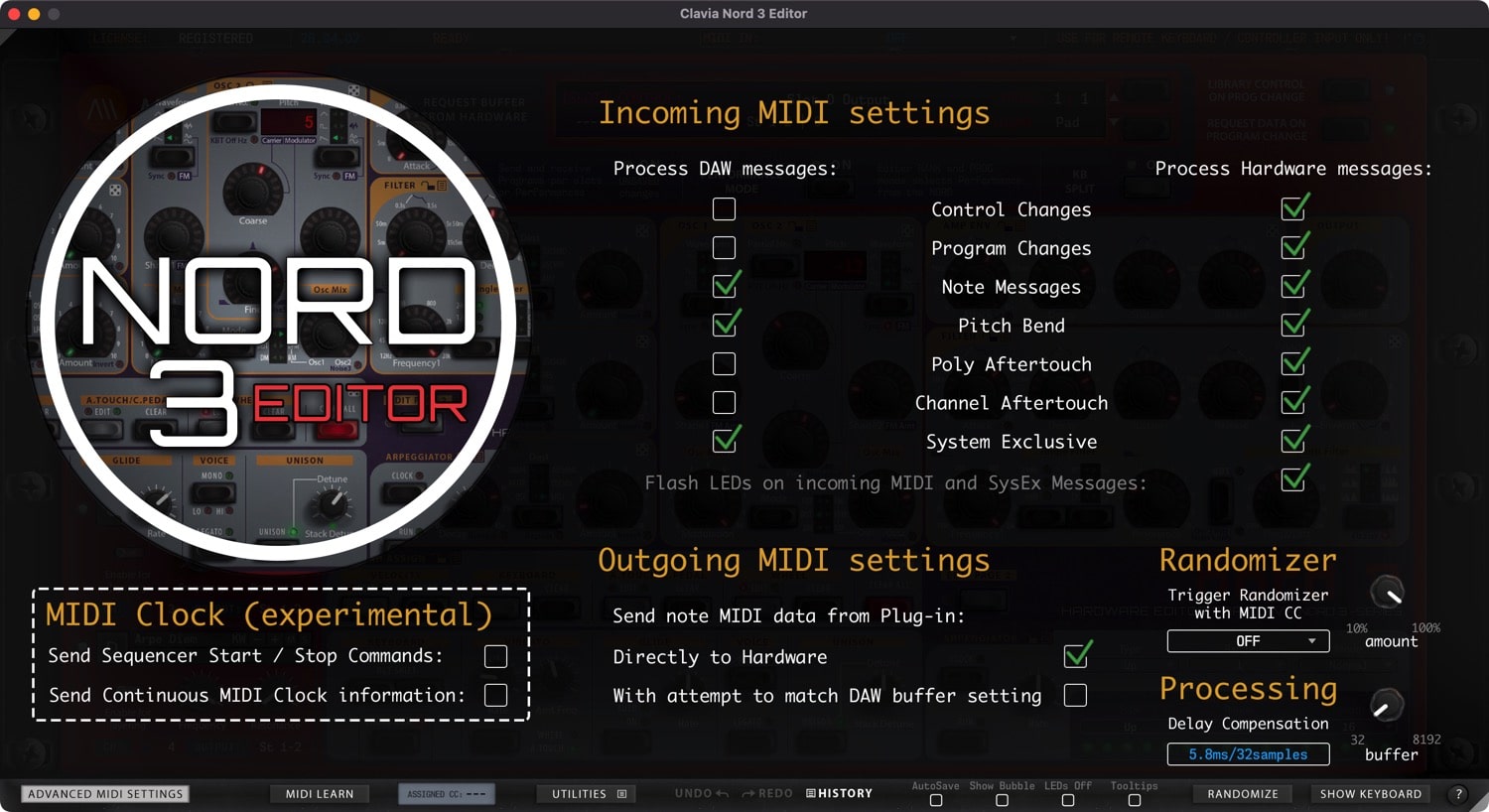 clavia nord 3 editor advanced midi settings