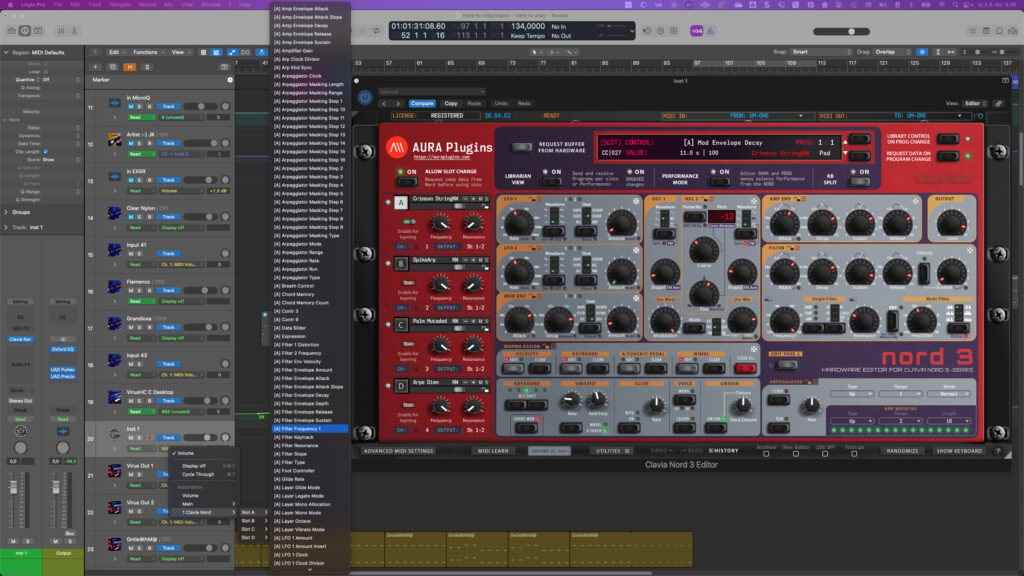 clavia nord 3 editor in logic pro