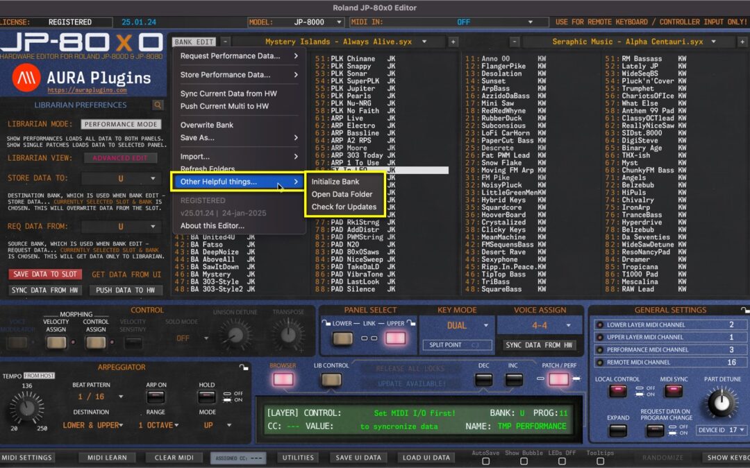 Roland JP-80×0 Editor – Other Helpful Things