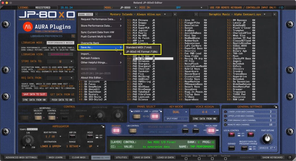 roland jp-80x0 editor save as