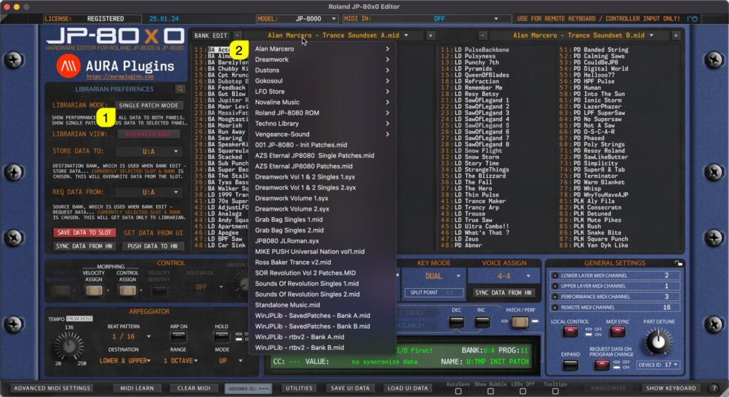 Roland JP-80×0 Editor – Browsing Banks