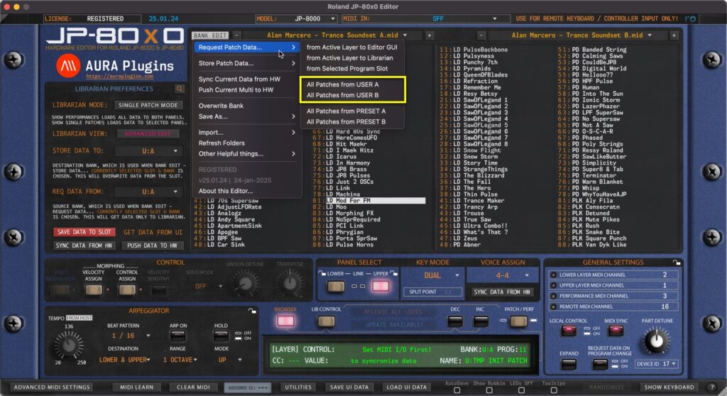 roland jp-80x0 editor request user data to librarian roland jp-80x0 editor request user data to librarian