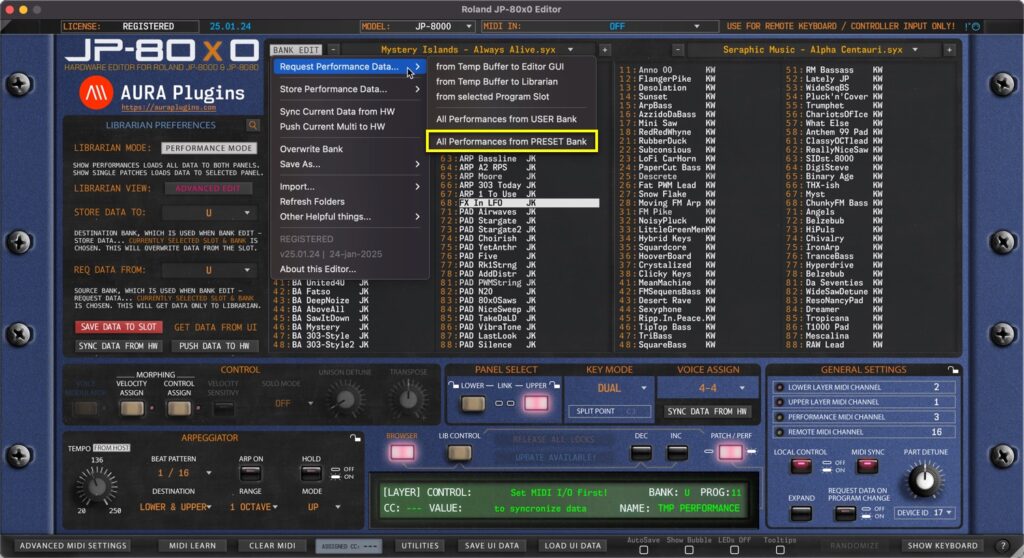 roland jp-80x0 editor request preset performances