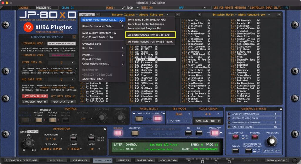roland jp-80x0 editor request user performances