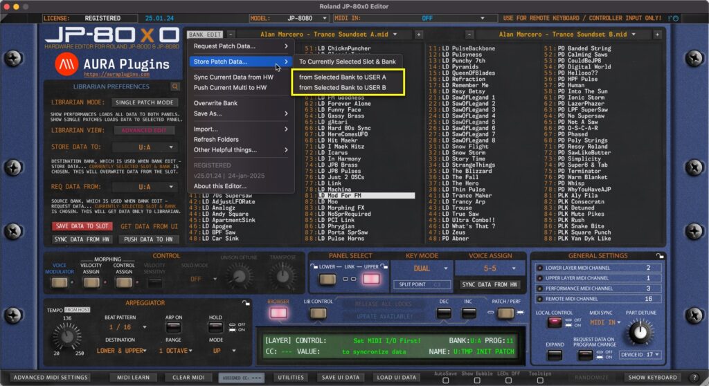 roland jp-80x0 editor write user bank