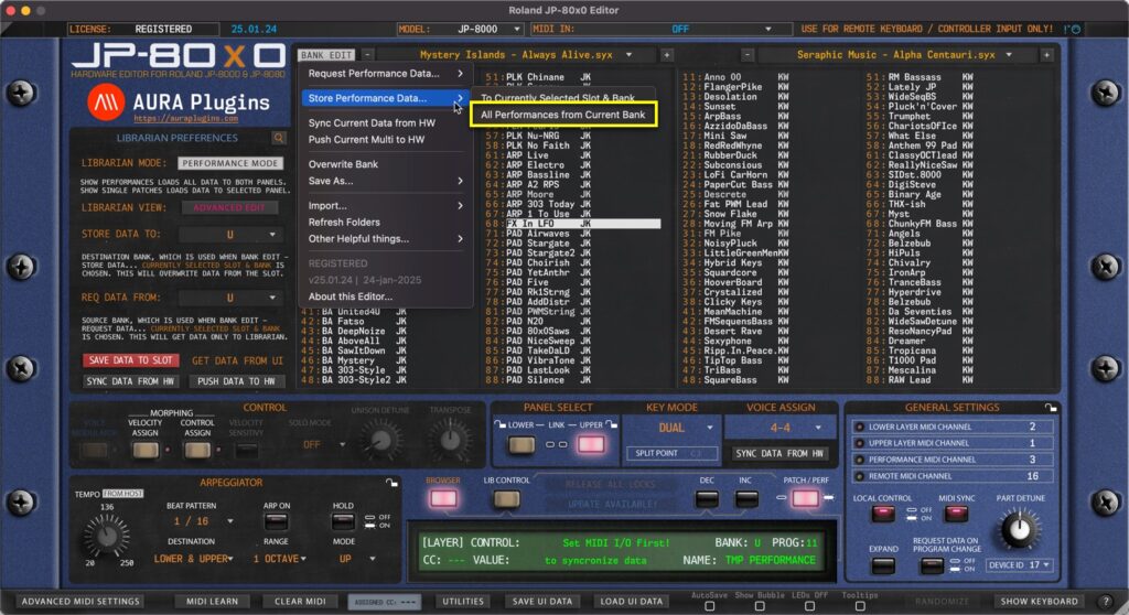 roland jp-80x0 editor store all performances to user
