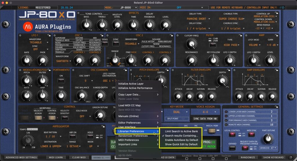 roland jp-80x0 editor librarian preferences