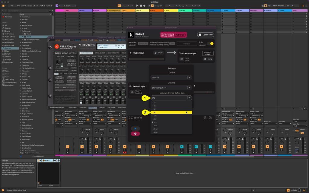 virus ti usb audio inject buffer size