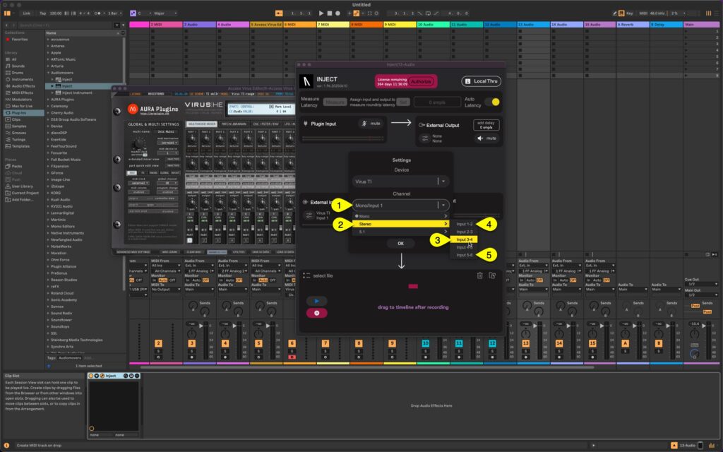 virus ti usb audio inject audio channels
