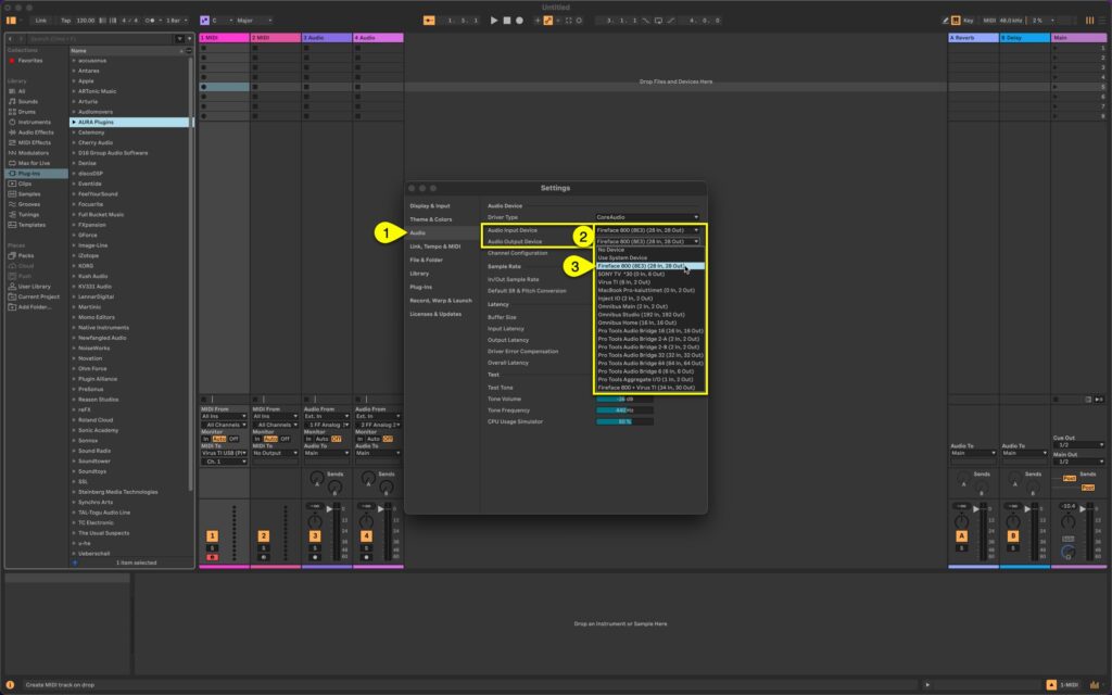 virus ti usb audio inject live audio devices