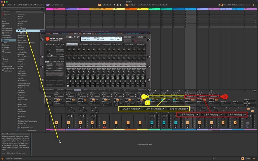 virus ti usb audio inject audio routing in live