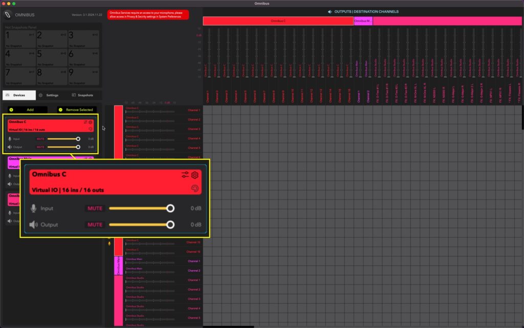 virus ti usb audio omnibus device created