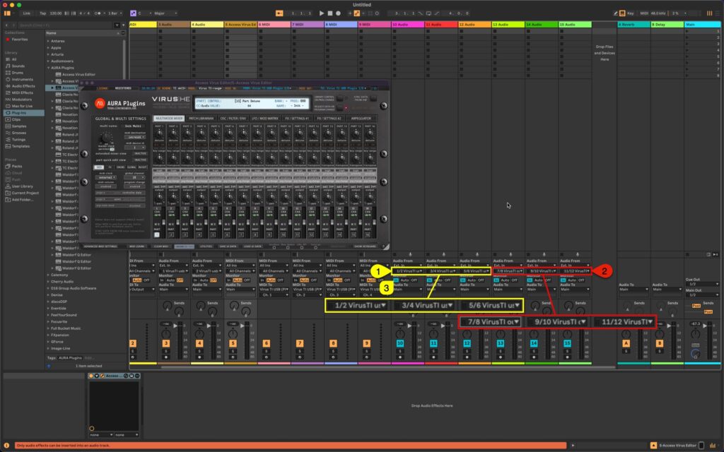 virus ti usb audio omnibus input channels