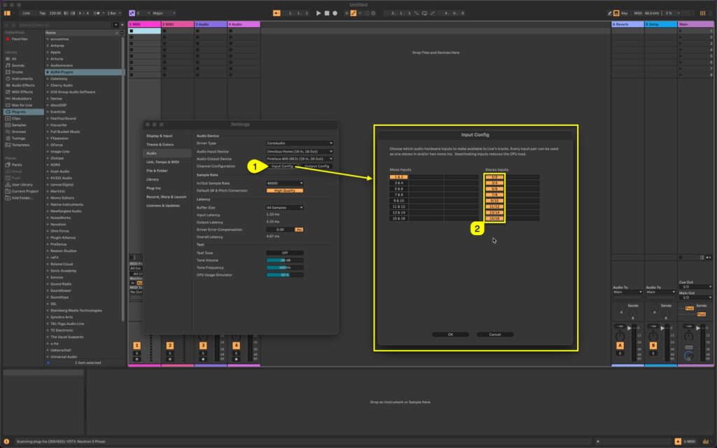 virus ti usb audio omnibus enable inputs