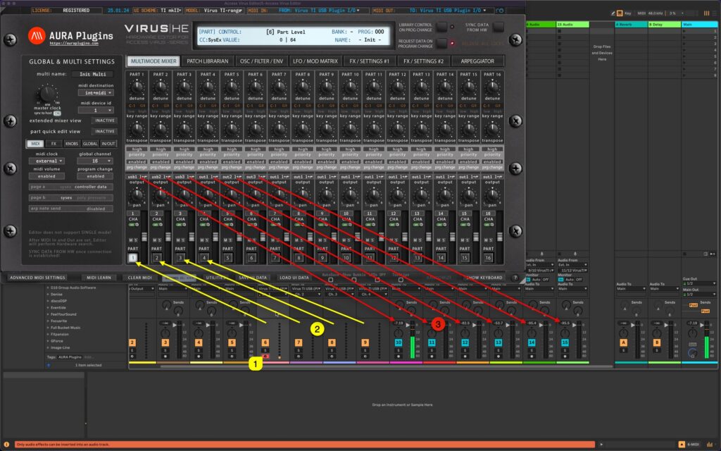 virus ti usb audio omnibus audio and midi routing