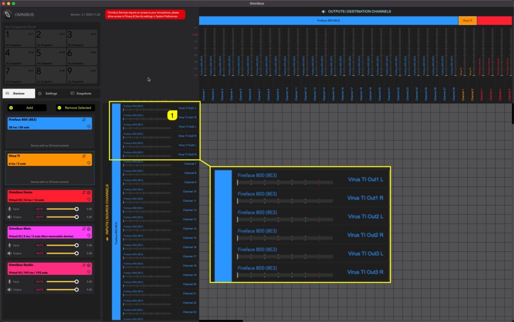 virus ti usb audio omnibus rename ports