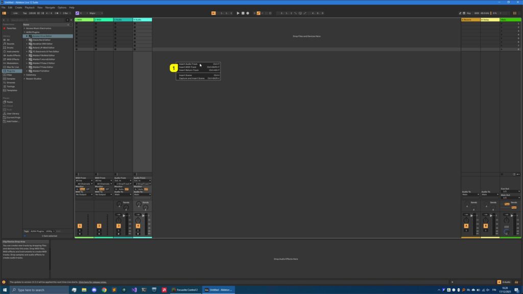 Access Virus Editor - Creating Tracks 2 access virus ableton live add audio tracks