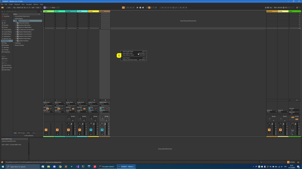 Access Virus Editor - Creating Tracks 5 access virus ableton live add midi tracks
