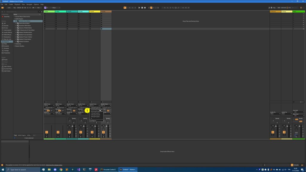 Access Virus Editor - Creating Tracks 3 access virus ableton live select inputs