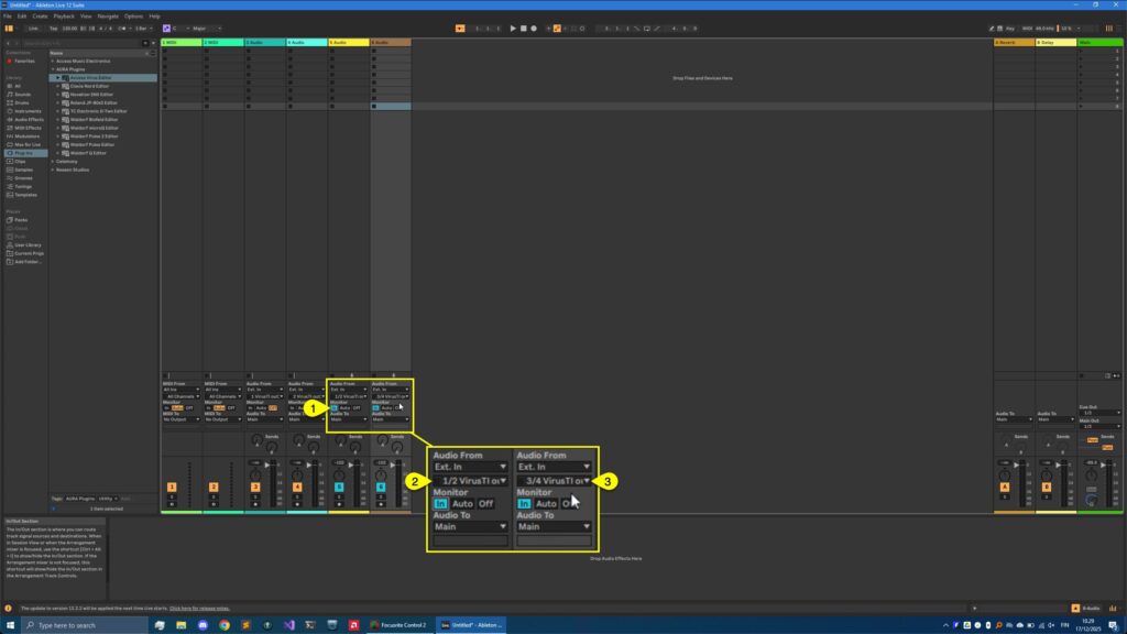 Access Virus Editor - Creating Tracks 4 access virus ableton live enable monitoring