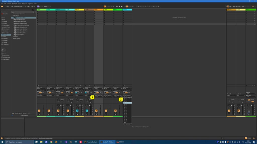 Access Virus Editor - Creating Tracks 6 access virus ableton live midi channels