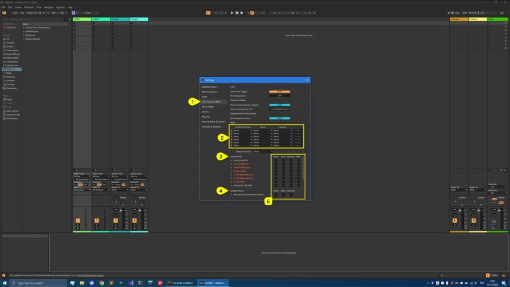 Access Virus Editor - Ableton Live 7 access virus ableton live pref midi config