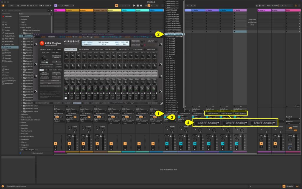access virus editor ableton live assign audio inputs