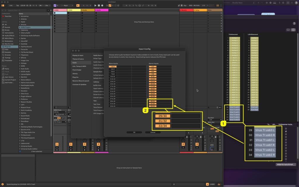 access virus editor ableton live configure inputs