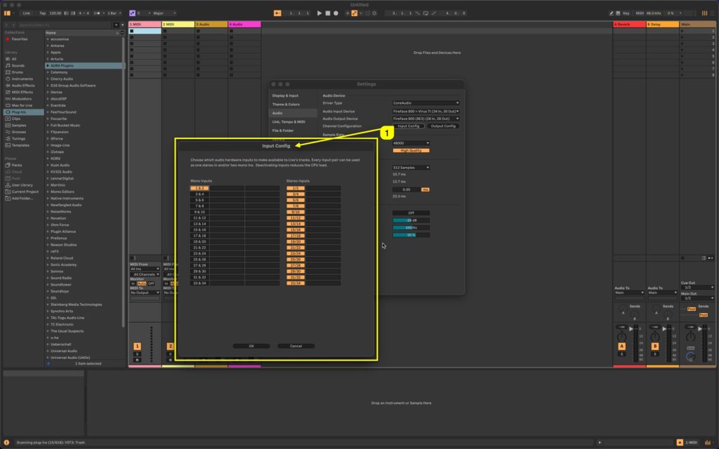 access virus editor ableton live input config toggle