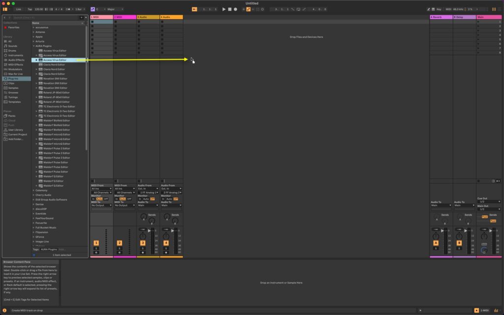 access virus editor ableton live insert plugin