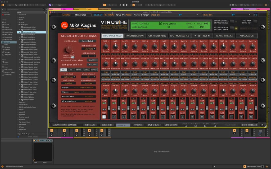 access virus editor ableton live plugin initialized