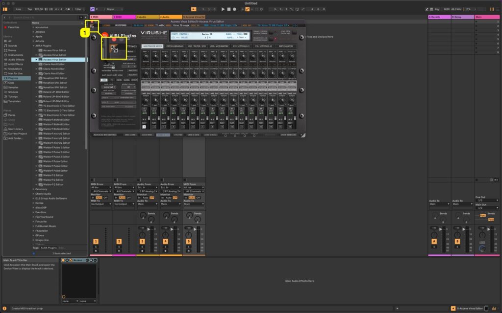 access virus editor ableton live minimize editor view