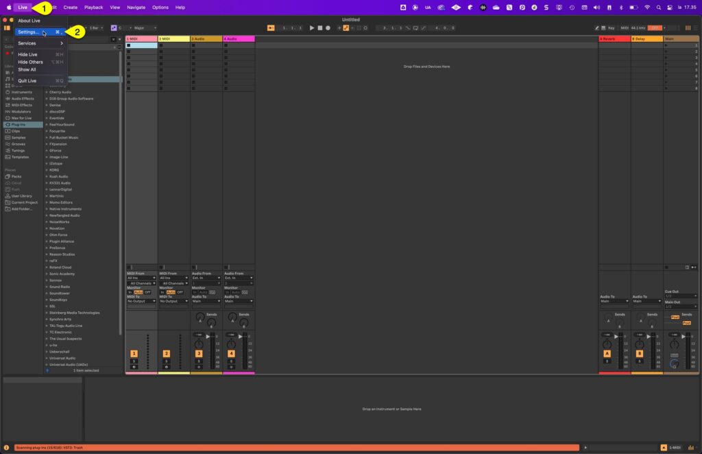 access virus editor ableton live settings