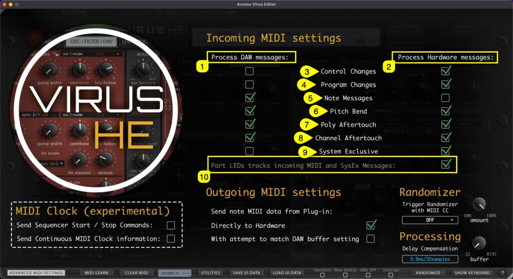 access virus editor how to adjust advanced midi settings - details access virus editor how to adjust advanced midi settings - details