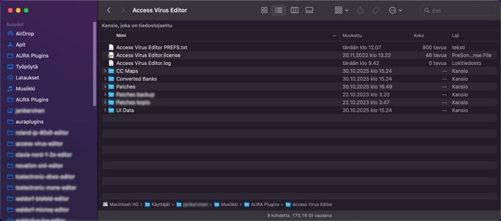 access virus editor license location