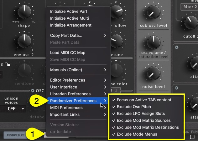 Access Virus Editor - How To Use Randomizer 3 access virus editor randomizer menu