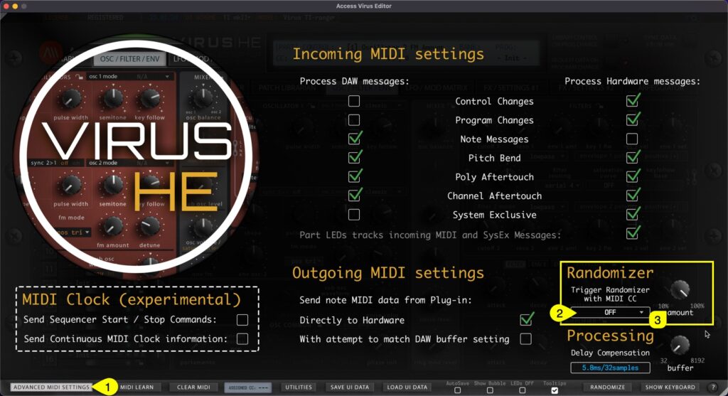 Access Virus Editor - How To Use Randomizer 4 access virus editor randomizer settings