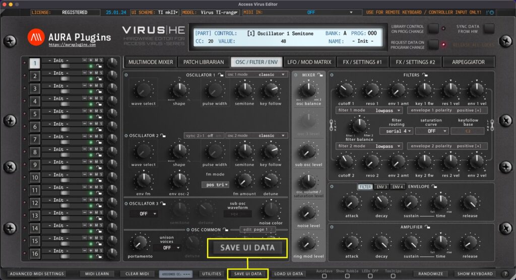 access virus editor save ui data