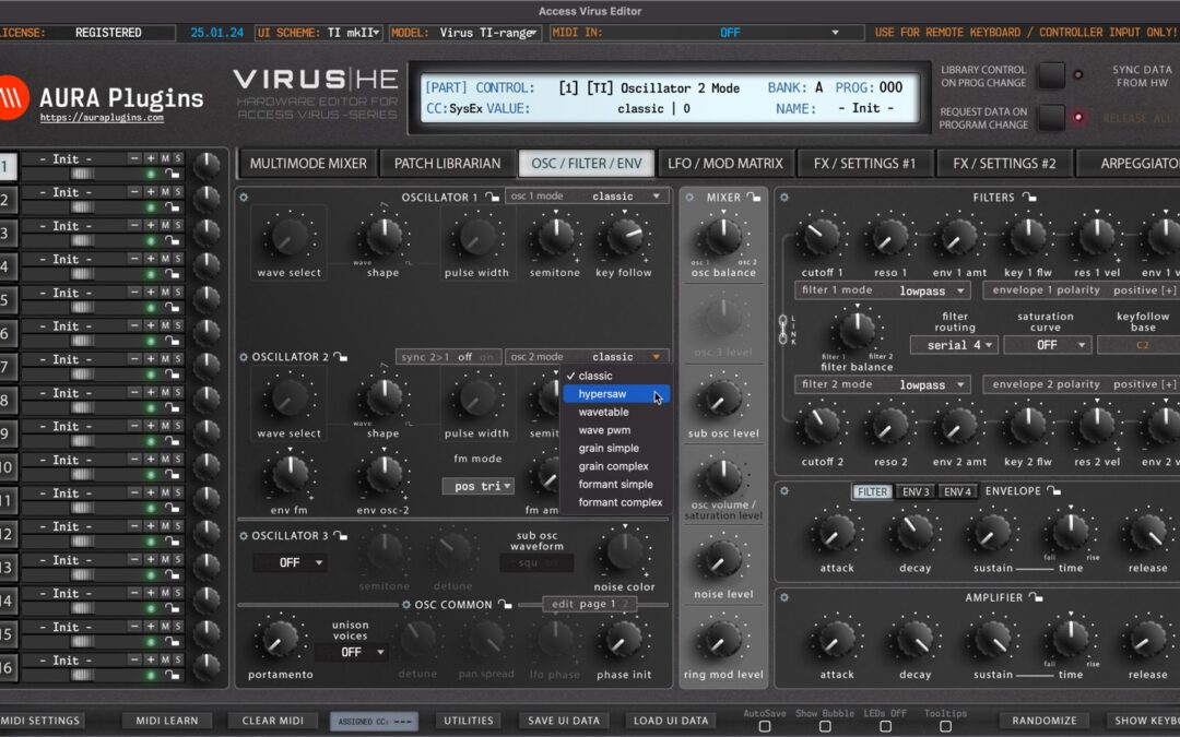 Access Virus Editor – Functions