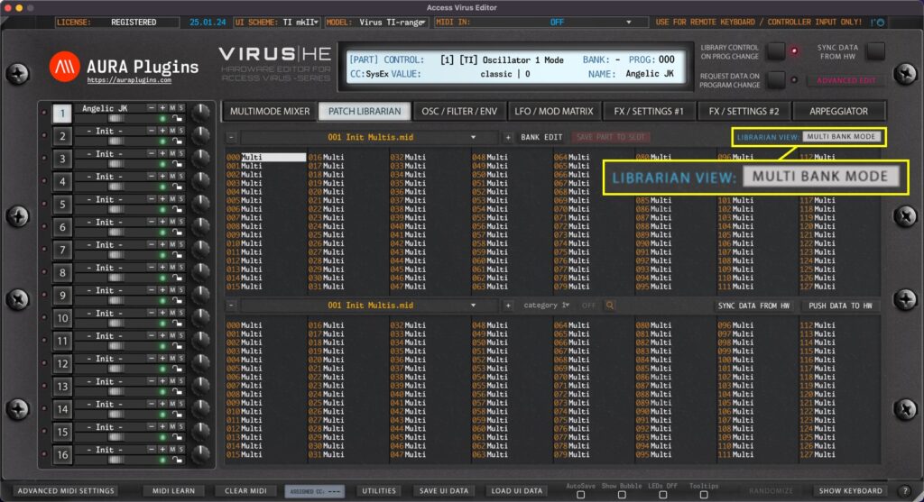 access virus edtior librarian data types multi