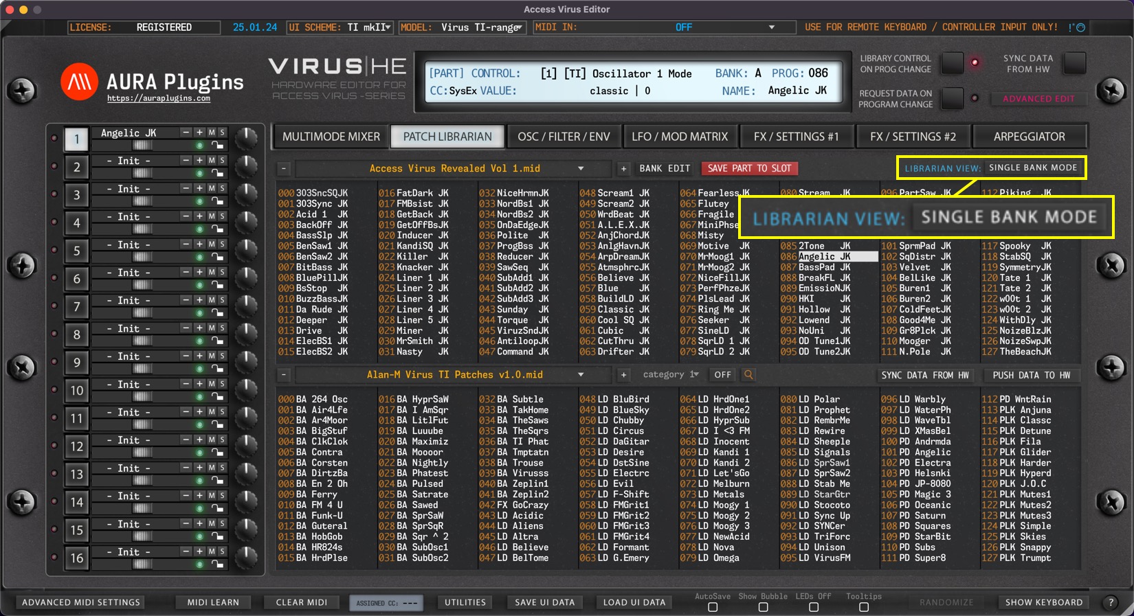 access virus edtior librarian data types single